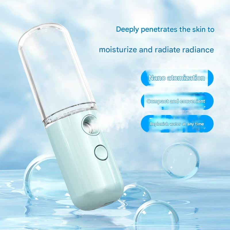 Two Portable Nano Facial Sprayer - 50ml USB Rechargeable Moisturizing Disinfectant Sprayer(Light pink)