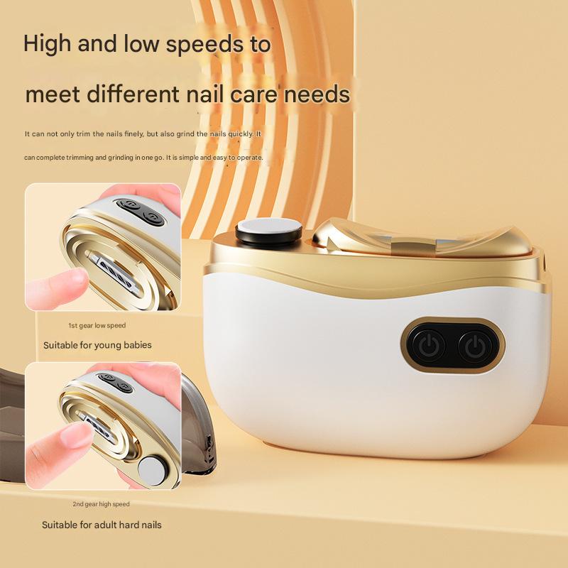 Electric Nail Clipper & Grinder - 2-in-1 Automatic Trimmer with 2 Speeds, Type-C Charging, Safe for All Ages(white)