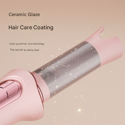 White Portable Cordless Hair Curler - USB-C Rechargeable Automatic Hair Waver with Ceramic Barrel & Anti-Scald Design