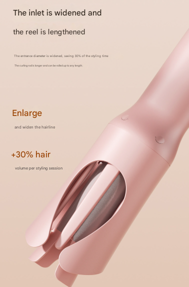 Black Portable Cordless Hair Curler - USB-C Rechargeable Automatic Hair Waver with Ceramic Barrel & Anti-Scald Design
