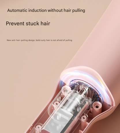 Black Portable Cordless Hair Curler - USB-C Rechargeable Automatic Hair Waver with Ceramic Barrel & Anti-Scald Design