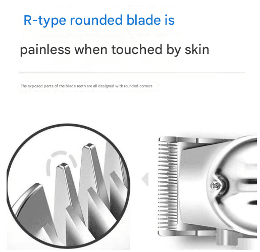 Stainless steel hair clipper blades with rounded teeth for smooth trimming