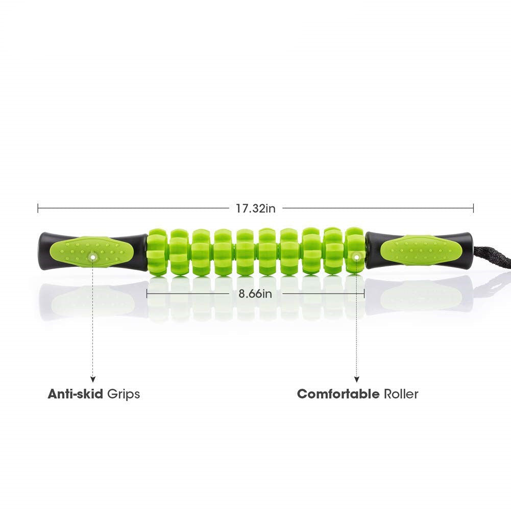 Yellow Deep Tissue Massage Roller Stick for Muscle Soreness & Recovery - Portable Fascia Release Tool