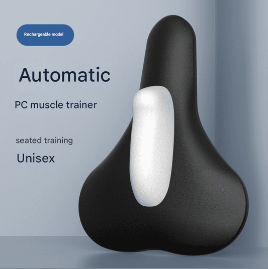 Black PC muscle trainer with rounded base and oval white insert