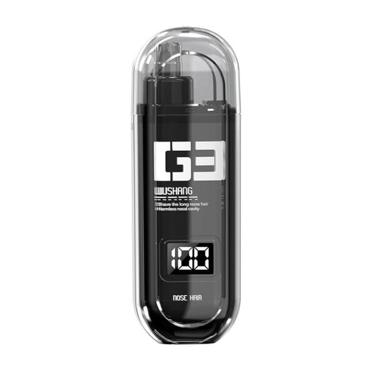 USB-C rechargeable nose hair trimmer with LED battery display screen