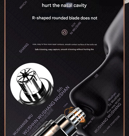 Orange Painless Electric Nose & Ear Hair Trimmer - USB-C Rechargeable Grooming Tool with LED Battery Display for Men and Women