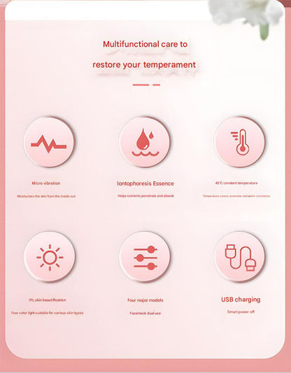 Multi-Functional Neck & Face Beauty Massager - Constant Heat, Ion Infusion & Sonic Vibration(white)
