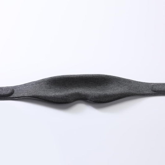 Dark sleep mask strap with 3D contoured eye padding, flat profile