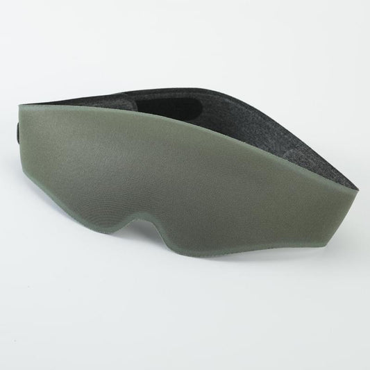 3D contour sleep mask with green strap and dark gray padded eye area