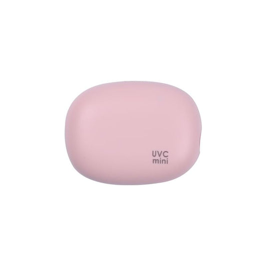 Pink UVC mini toothbrush sterilizer case with rounded oval body