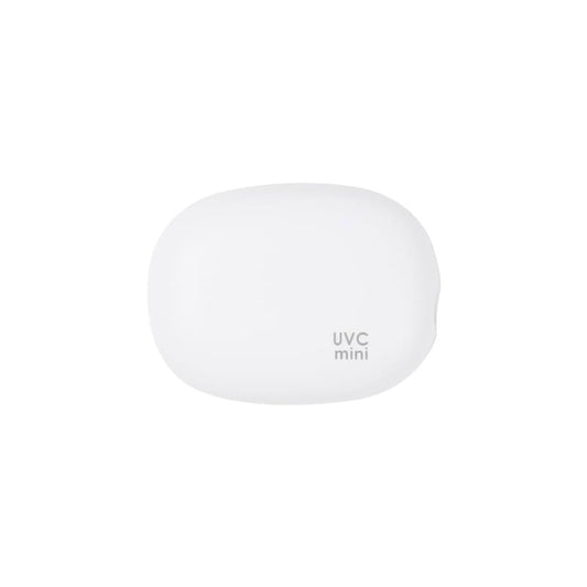 White oval UVC toothbrush sterilizer case with “UVC mini” marking