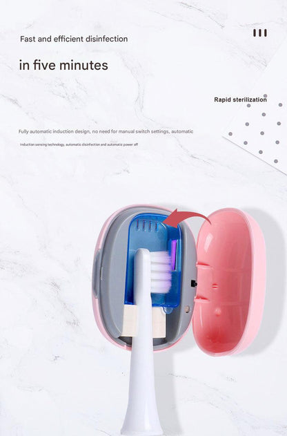 Portable UVC Toothbrush Sterilizer Case - 5-Minute Automatic Sanitizer, USB-C Rechargeable(white)