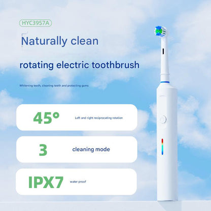 Rotating Electric Toothbrush with 3D Cleaning Action - 3 Modes, IPX7 Waterproof, with Travel Case & 6 Brush Heads(blue)