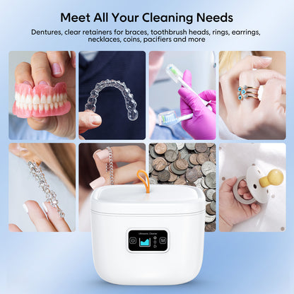 Professional Ultrasonic Cleaner with UV Light - 45000Hz for Dentures, Retainers, Jewelry & More(white)