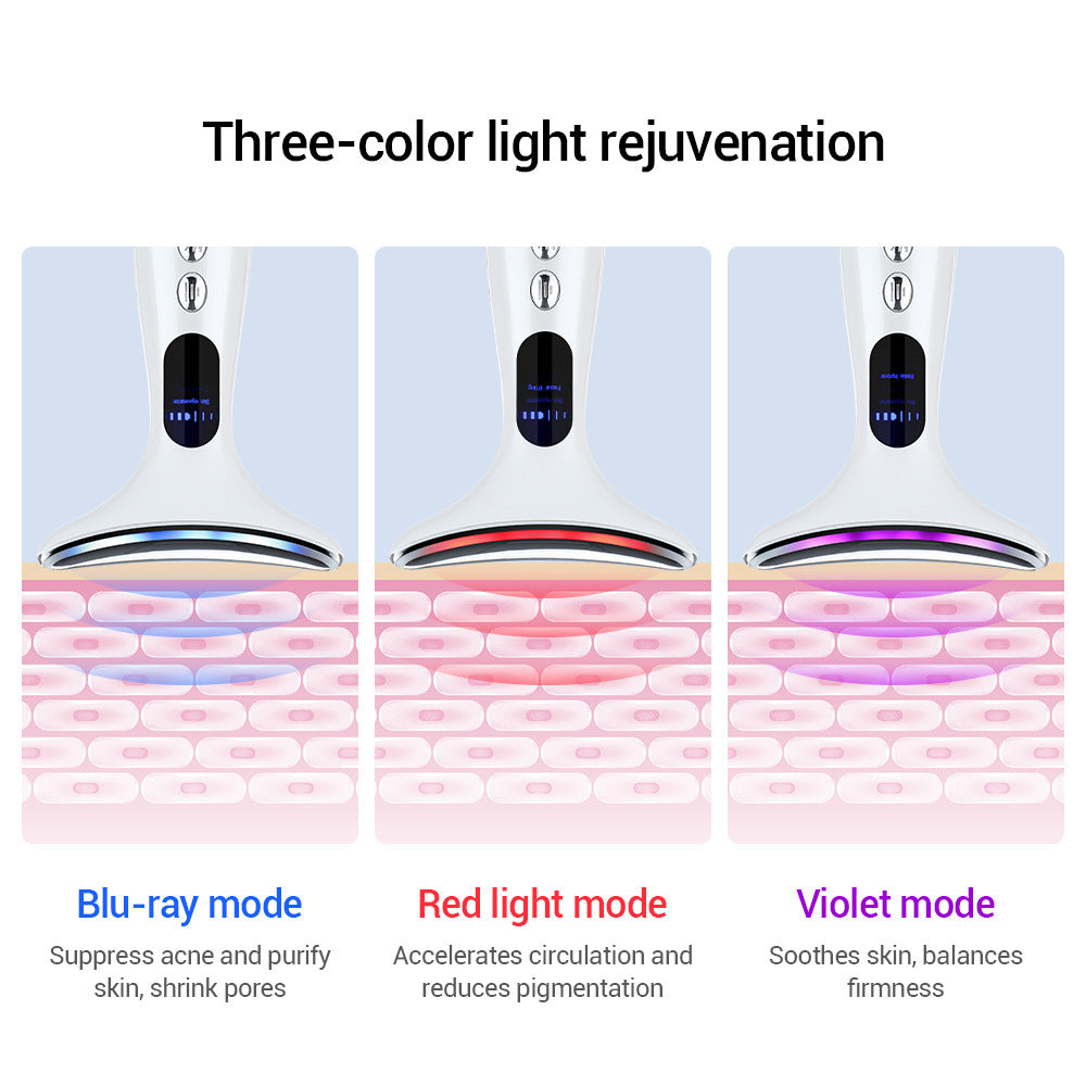 Multi-Function Neck & Face Beauty Device - 4-in-1 LED Light Therapy, EMS Lifting & Anti-Wrinkle Massager(White)
