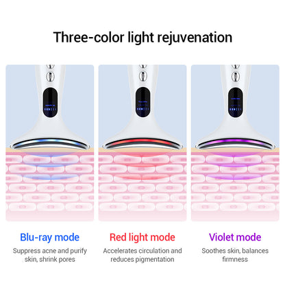 Multi-Function Neck & Face Beauty Device - 4-in-1 LED Light Therapy, EMS Lifting & Anti-Wrinkle Massager(black)