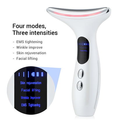 Multi-Function Neck & Face Beauty Device - 4-in-1 LED Light Therapy, EMS Lifting & Anti-Wrinkle Massager(black)