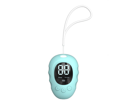 Handheld microcurrent sleep aid device, mint green body with cord and LCD display