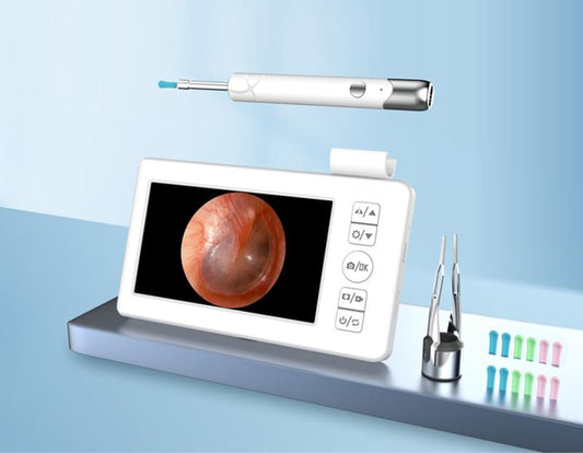 Wireless ear cleaning device kit with 4.3 in IPS screen and white handle