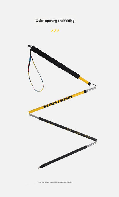 Ultralight Carbon Fiber Foldable Trail Running & Hiking Pole(yellow  Recommended height range 155-165cm)