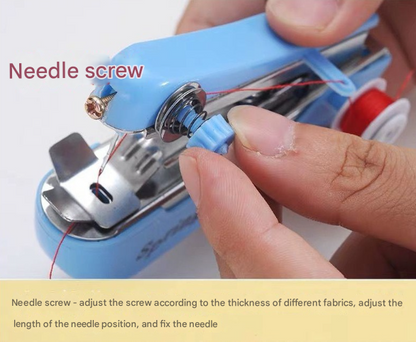 2 Pcs Red Portable Mini Handheld Sewing Machine - Manual Stitching Tool for Quick Fabric Repairs