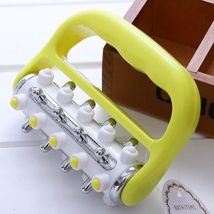 Light Green Ergonomic Body Roller Massager - Handheld Deep Tissue Tool for Muscle Relief and Fascia Release