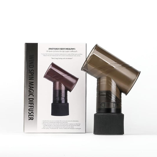Hair dryer diffuser attachment, black base with dark transparent diffuser cup