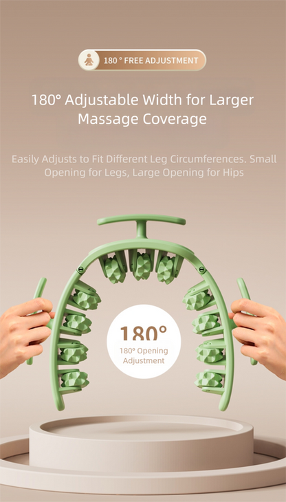 Green and White Removable Adjustable Wrap-Around Muscle Roller - 11-Wheel Deep Tissue Massager for Legs, Arms & Body