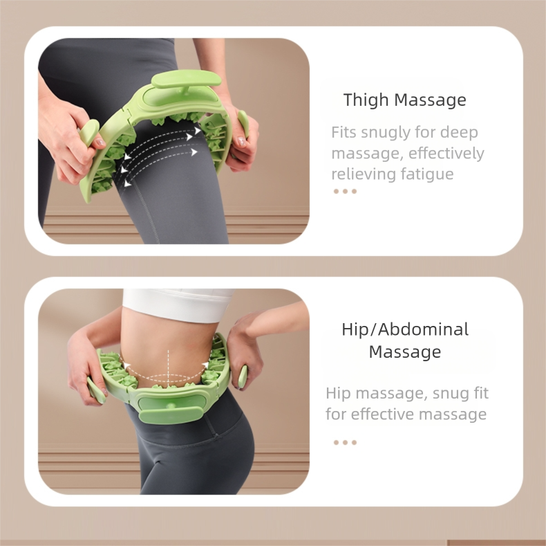 Pink and White Removable Adjustable Wrap-Around Muscle Roller - 11-Wheel Deep Tissue Massager for Legs, Arms & Body
