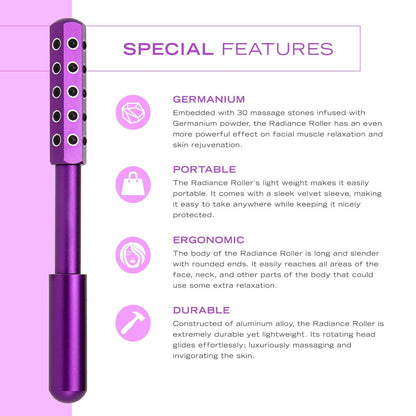 Light Pink Germanium Stone Facial Roller - Uplifting & Sculpting Beauty Massager for Face and Body