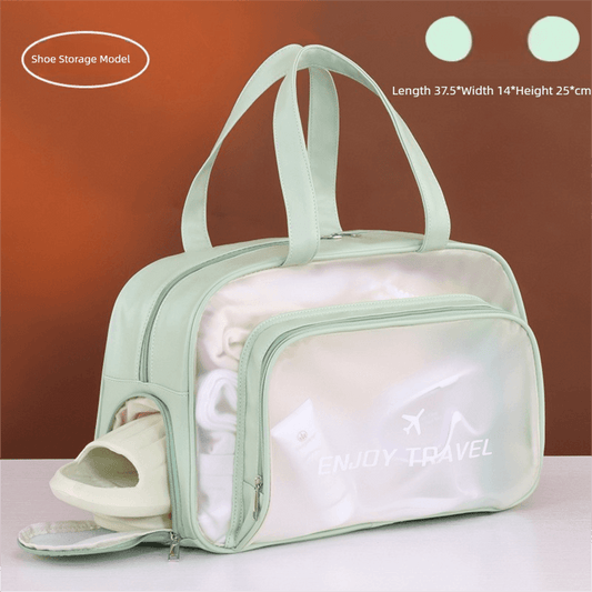 Mint green waterproof wet dry travel bag with shoe compartment