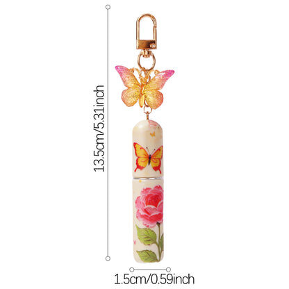Random Color 3 Pcs Portable 5ml Perfume Atomiser Keychain - Refillable Floral Spray Bottle with Butterfly Charm for Travel & Handbag