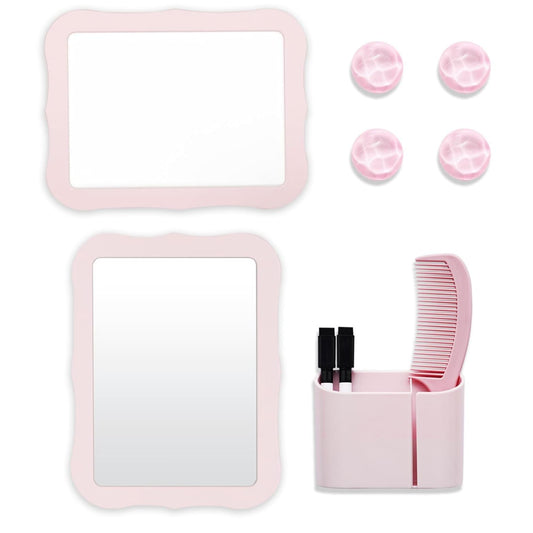 Pink magnetic locker organizer set with two boards, pencil holder with comb, magnetic circles