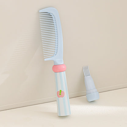 Blue 3-Piece Aesthetic Hair Brush Set - Detangling Air Cushion & Volumising Roller Comb with Hidden Cleaning Claw - Scalp Massage Styling Kit