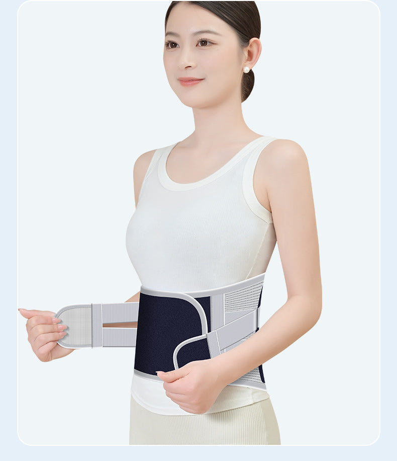 Size L Grey Wide Breathable Lumbar Support Belt  – Adjustable Back Brace for Pain Relief & Posture Correction
