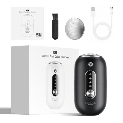 Black 2-in-1 Electric Foot Care Device – Cordless Callus Remover & Skin Polisher with Dual Heads