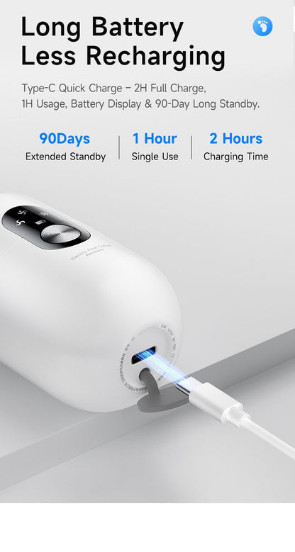 Black 2-in-1 Electric Foot Care Device – Cordless Callus Remover & Skin Polisher with Dual Heads