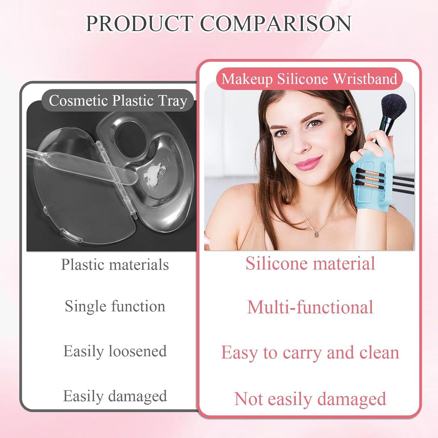 2pc Multi-Functional Silicone Makeup Artist Wristband - Wearable Palette, Brush Holder & Cleaner(Purple)