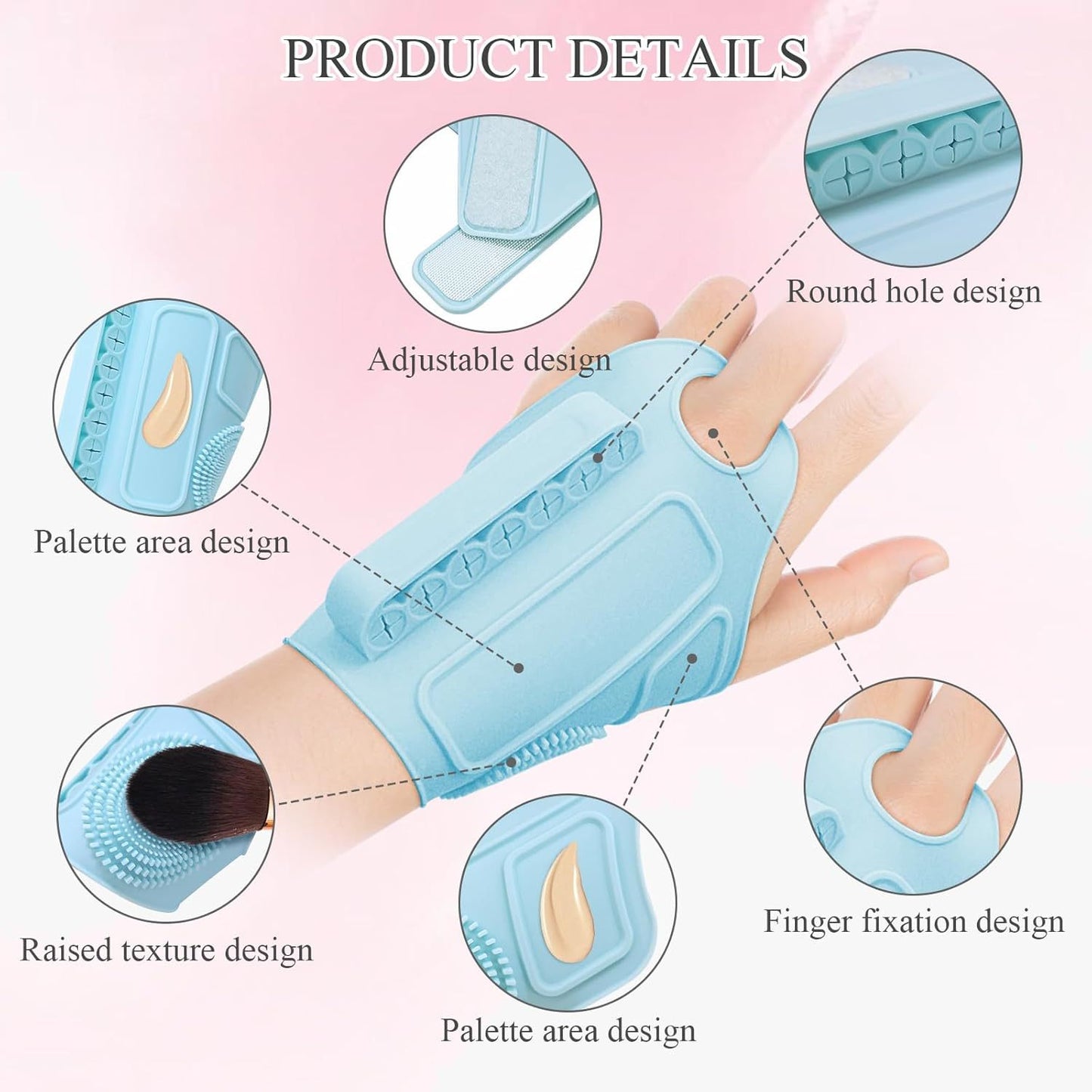 2pc Multi-Functional Silicone Makeup Artist Wristband - Wearable Palette, Brush Holder & Cleaner(pink)