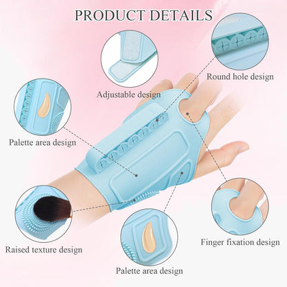 2pc Multi-Functional Silicone Makeup Artist Wristband - Wearable Palette, Brush Holder & Cleaner(pink)