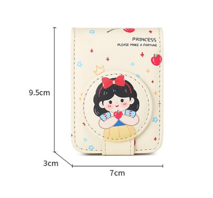 Girl 2 Pack Mini Lipstick Case with Mirror Cute Design Small Makeup Pouch 9.5cm for Handbag Travel Portable Storage