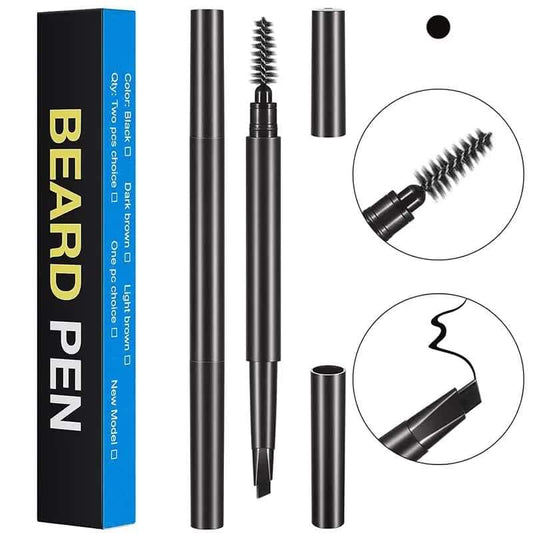 Black beard filler pens set with brush tip and precision applicator, 4 pack.