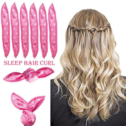 20-Pack Black Polka Dot Bow Sponge Hair Rollers Set -  Soft Sleep Pillow Lazy No-Heat Curler for Heatless Loose Curls Hair Style