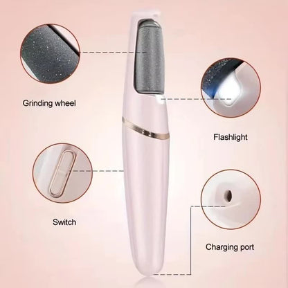 Pink Wireless Electric Foot Grinder With Two Heads - Automatic Pedicure Tool for Removing Callus and Dead Skin, Portable Small Handheld Design & USB Rechargeable