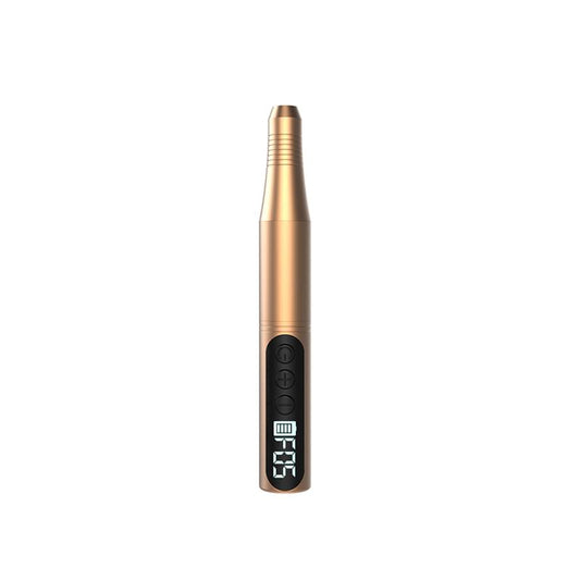Gold electric nail drill handpiece with control buttons on base