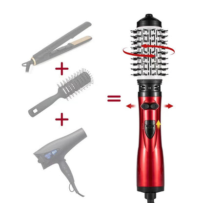 2-in-1 Grey Automatic Rotating Hot Air Styler(38/50mm Curling Barrel) - Multifunctional Hair Dryer Brush, Straightener & Curler with 3 Heat Settings and 360° Bi-directional Rotation