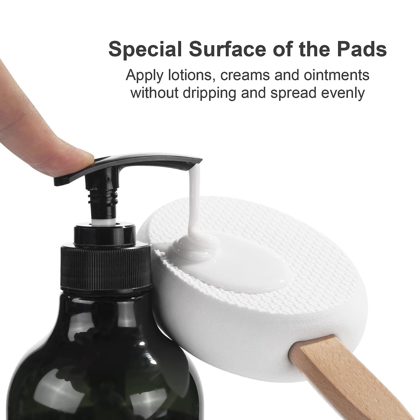 Long Handle Bath Gentle Body Scrubber Set - Non-Slip Grip Back Brush with 4 EVA Exfoliating Sponge Heads