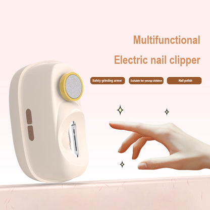 Cream yellow Electric Nail Clipper and Grinder 2-in-1 Automatic Nail Trimmer with LED Light Rechargeable Manicure Tool for Babies Adults and Seniors