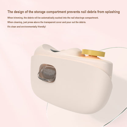 Cream yellow Electric Nail Clipper and Grinder 2-in-1 Automatic Nail Trimmer with LED Light Rechargeable Manicure Tool for Babies Adults and Seniors