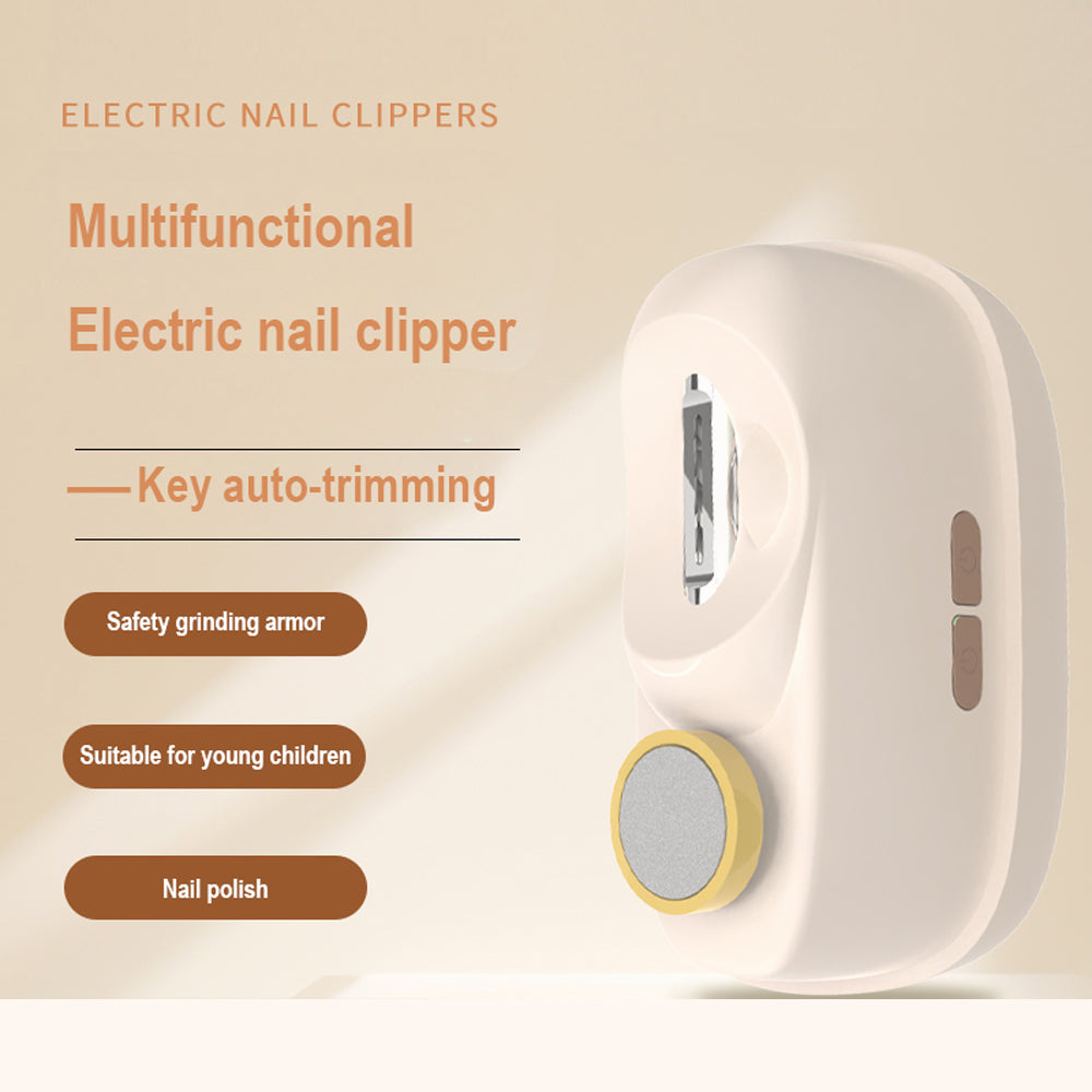White Electric Nail Clipper and Grinder 2-in-1 Automatic Nail Trimmer with LED Light Rechargeable Manicure Tool for Babies Adults and Seniors
